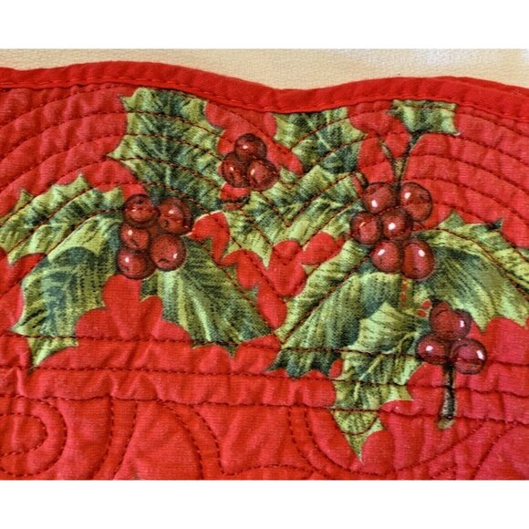 St. Nicholas Square Double Sided Red Ivy & Polka Dot Christmas Table Runner 50" - Picture 6 of 12
